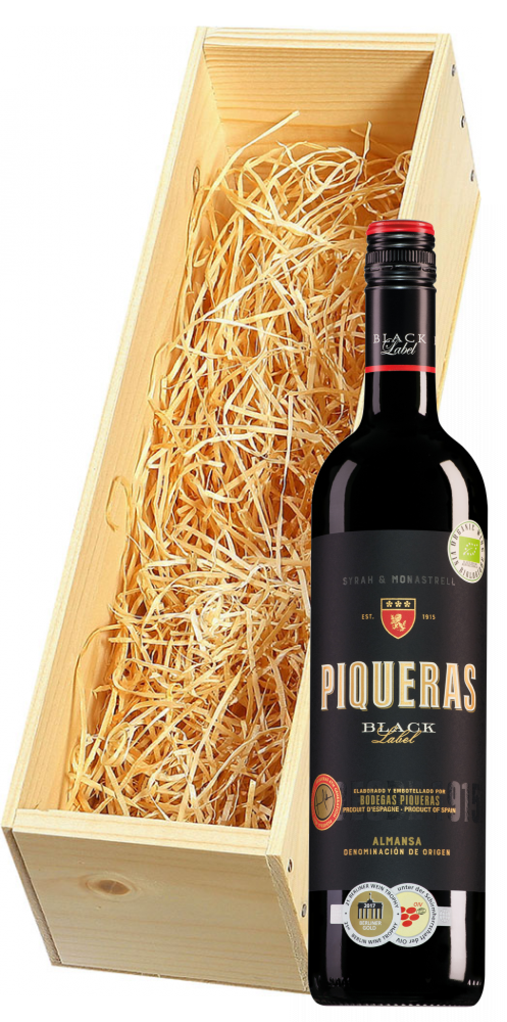 Wijnkist met Bodegas Piqueras Almansa Black Label Old Vine Garnacha