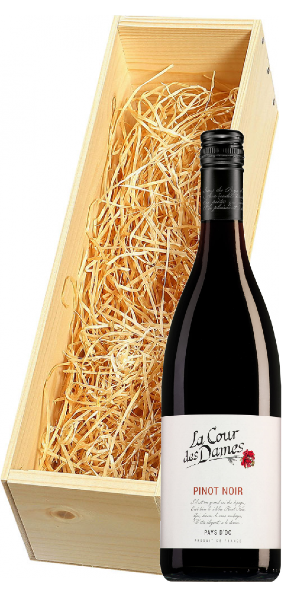 Wijnkist met La Cour des Dames Pays d'Oc Pinot Noir